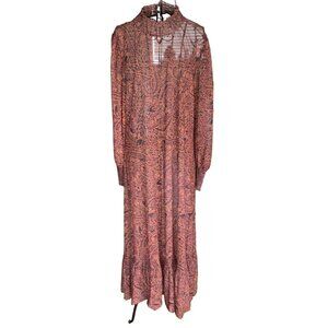 FARM RIO Printed Mesh Snake Maxi Dress Brown Size M